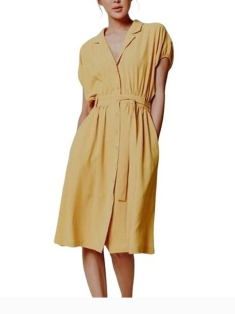 Chriselle Lim x J.O.A Roman Gold Shirtdress Size S